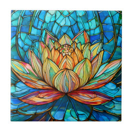 Azulejo Vidrio manchado rosa de Lotus