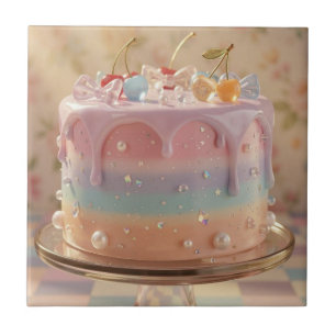 Azulejo Vidrio Pastel Estética Comida Torta Arcoíris