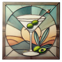 Vidrio teñido de mediados de siglo 2 Martini de ac