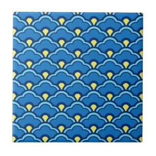 Azulejo Vieiras chinas, azul oceánico e índigo