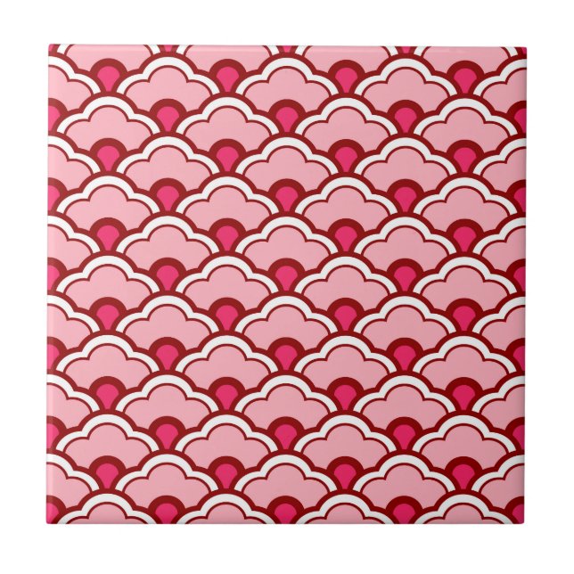 Azulejo Vieiras chinas decadas, fucsia y córera rosa claro (Frente)