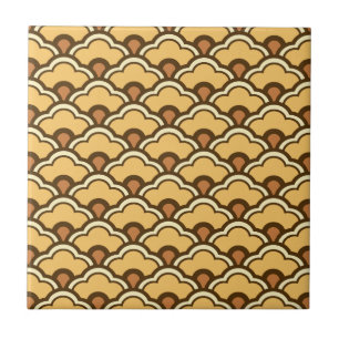 Azulejo Vieiras chinas decadas, oro mostaza y mosaico marr