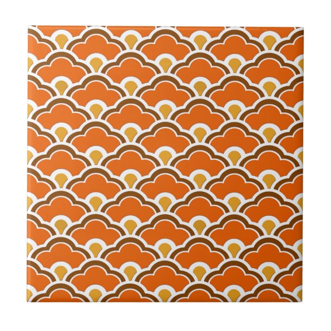 Azulejo Vieiras chinas deco, Naranja mandarín  (Frente)