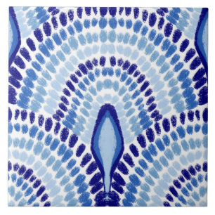 Azulejo Vieiras pintadas a mano con mosaico azul mediterrá