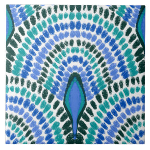 Azulejo Vieiras pintadas con mosaico verde azul mediterrán