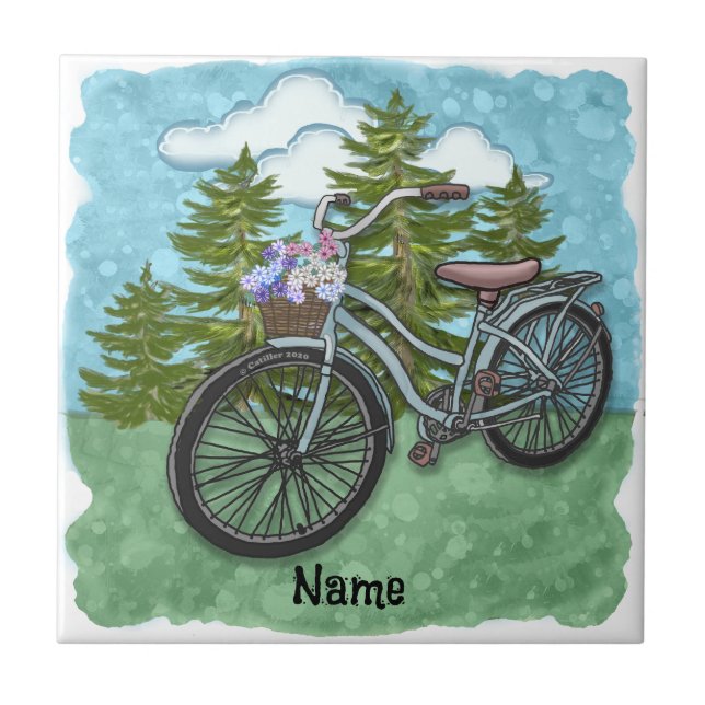 Azulejo Vieja Bicicleta Azul (Frente)