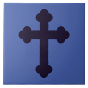 Azulejo Vieja cruz cristiana púrpura