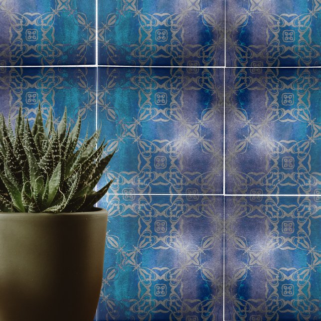 Azulejo Vieja Distancia De Piedra Elegante Damasco Azul (Subido por el creador)