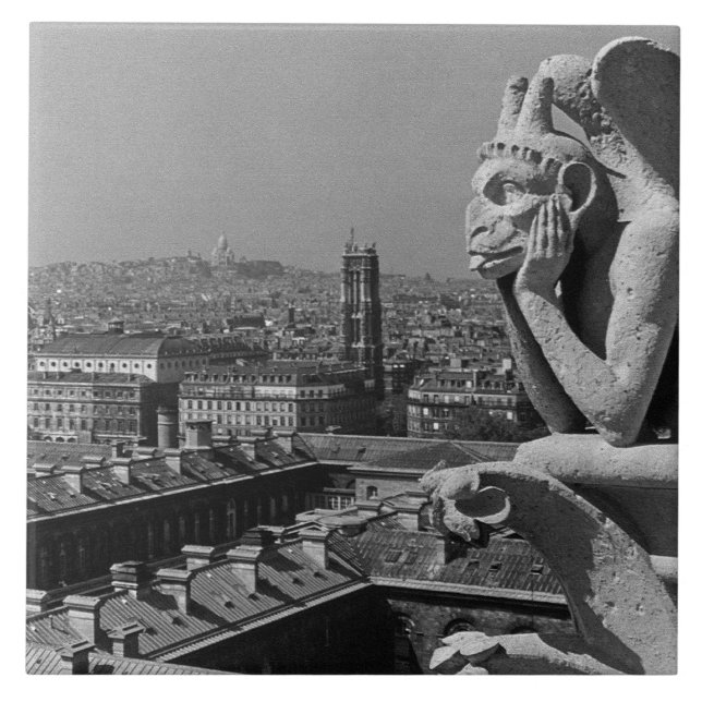Azulejo Vieja Francia París Notre Dame Catedral pensadora (Frente)