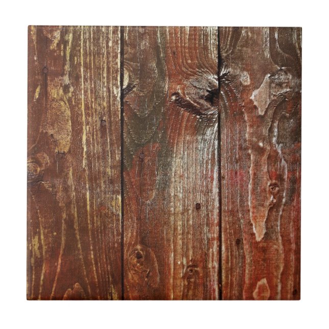 Azulejo Vieja textura de madera roja de la pared (Frente)