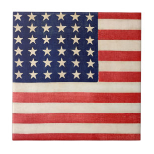 Azulejo Vieja Vieja Vieja Bandera Estadounidense De Treint