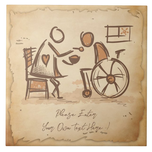 Azulejo Viejo cuidador de moda, asistente de Enfermería (Frente)