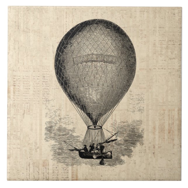 Azulejo Viejo globo aerostático de moda (Frente)