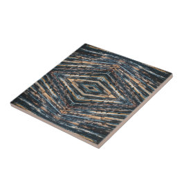 Azulejo Vigas de madera azules y marrones Perspectiva foto