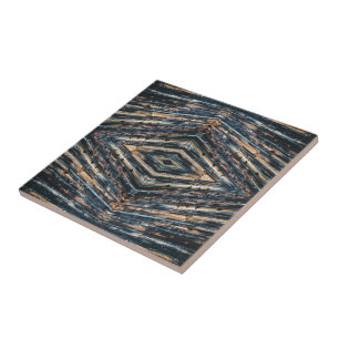 Azulejo Vigas de madera azules y marrones Perspectiva foto