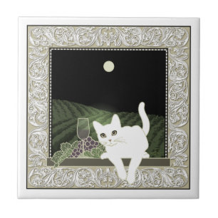 Azulejo Vigne, Clair de Lune et Chat Blanc