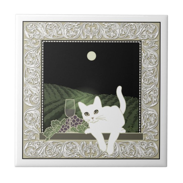 Azulejo Vigne, Clair de Lune et Chat Blanc (Frente)