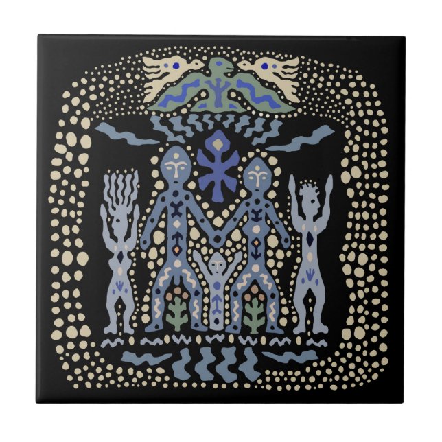 Azulejo Viking Family Tile - Marfil Black Blue (Frente)
