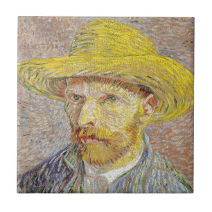 Azulejo Vincent van Gogh - Autorretrato con sombrero de pa