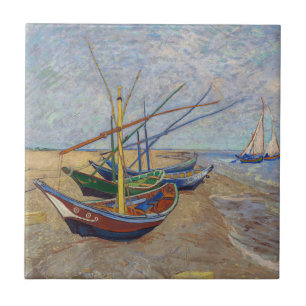 Azulejo Vincent van Gogh - Barcas de Pesca en la Playa