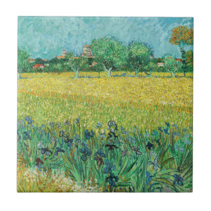 Azulejo Vincent van Gogh - Campo con lirios cerca de Arlés