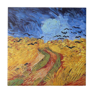 Azulejo Vincent Van Gogh - Campo de trigo con cuervos negr