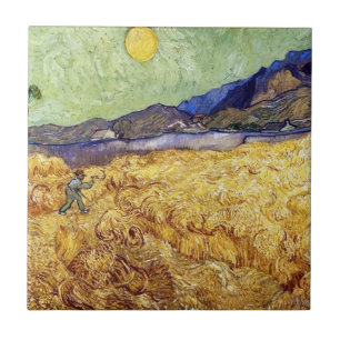 Azulejo Vincent Van Gogh - Campo de trigo con segador y so