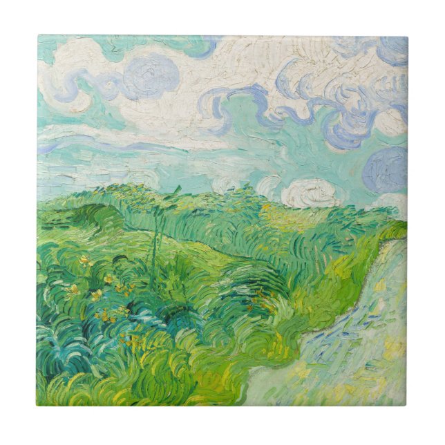 Azulejo Vincent van Gogh - Campo de Trigo Verde, Auvers (Frente)