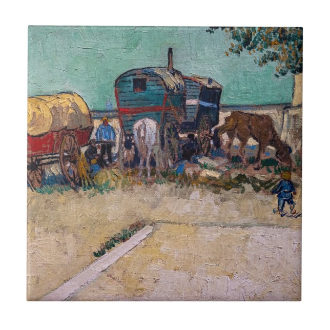 Azulejo Vincent van Gogh - Caravanas, campamento gitano ce (Frente)