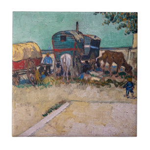 Azulejo Vincent Van Gogh - Caravanas, campo gitano cerca d