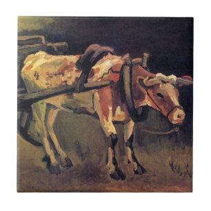 Azulejo Vincent Van Gogh - Carro con buey rojo y blanco