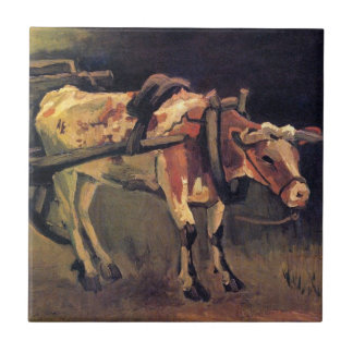 Azulejo Vincent Van Gogh - Carro con buey rojo y blanco