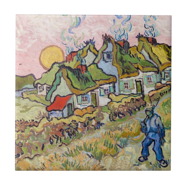 Azulejo Vincent van Gogh - Casas y Figura (Frente)