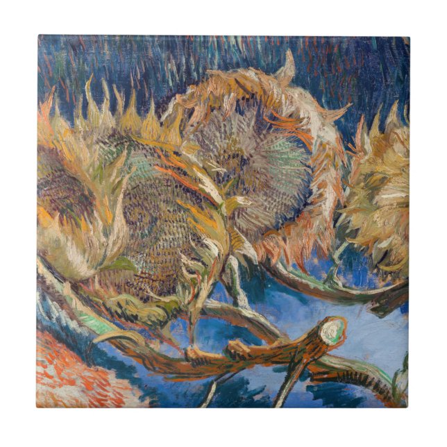 Azulejo Vincent van Gogh - Cuatro girasoles cortados (Frente)