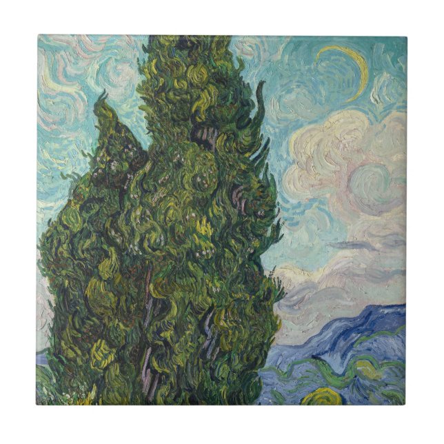 Azulejo Vincent van Gogh - Cypresses (Frente)