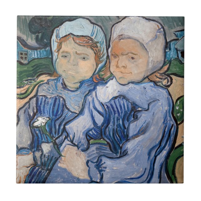 Azulejo Vincent van Gogh - Dos niñas (Frente)