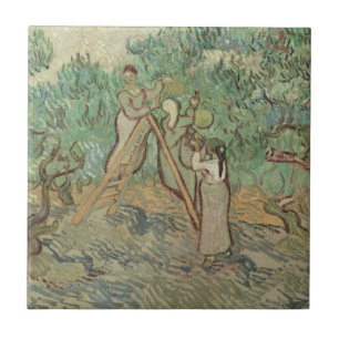Azulejo Vincent van Gogh el la huerta verde oliva
