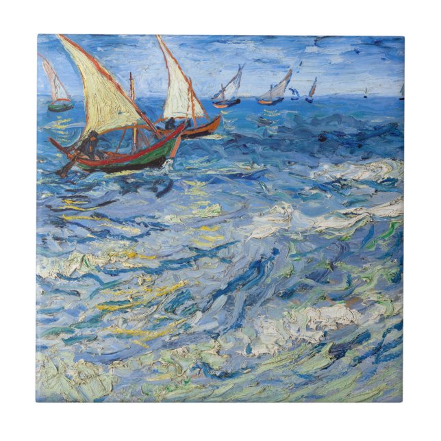 Azulejo Vincent van Gogh - El paisaje marino de Saintes-Ma (Frente)