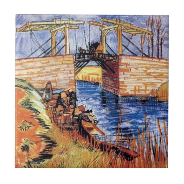 Azulejo Vincent Van Gogh - El Puente Langlois En Arles (Frente)