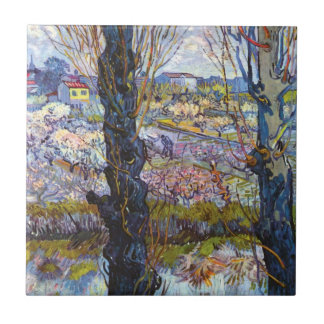 Azulejo Vincent Van Gogh – Huerto en flor con álamos