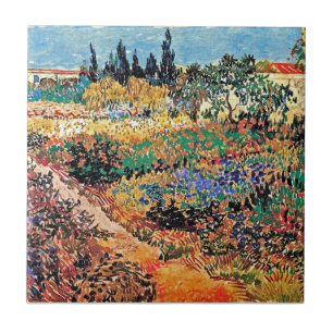 Azulejo Vincent Van Gogh - Jardín de flores con sendero
