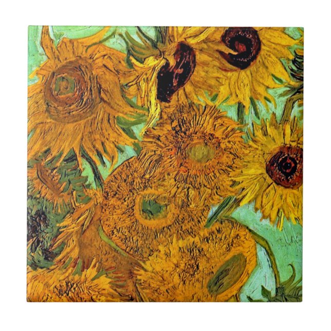 Azulejo Vincent Van Gogh - Jarrón con doce girasoles (Frente)