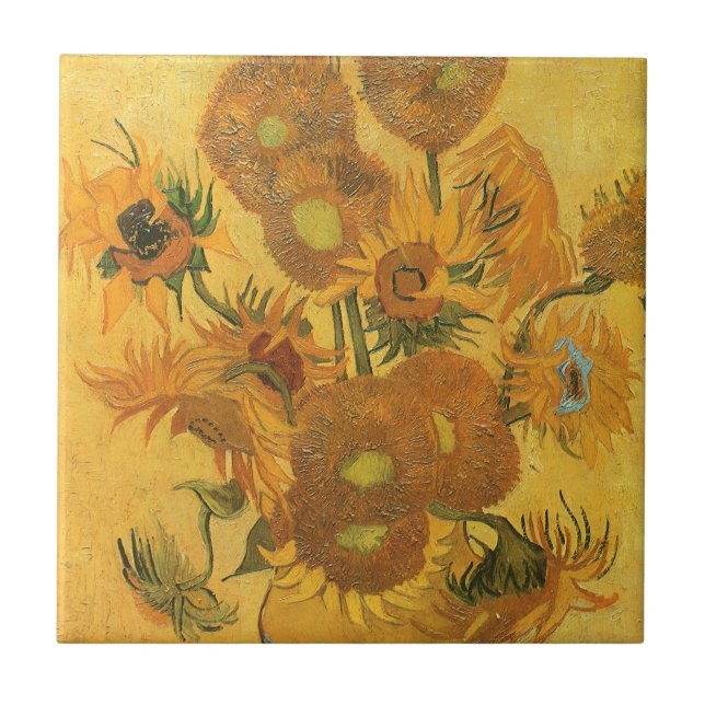 Azulejo Vincent van Gogh - Jarrón con quince girasoles (Frente)