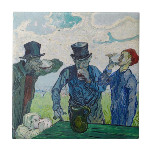 Azulejo Vincent van Gogh - Los bebedores, después de Daumi (Frente)