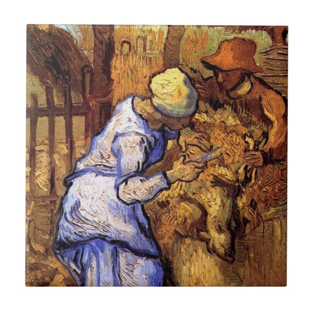 Azulejo Vincent Van Gogh - Los esquiladores de ovejas - Ar (Frente)