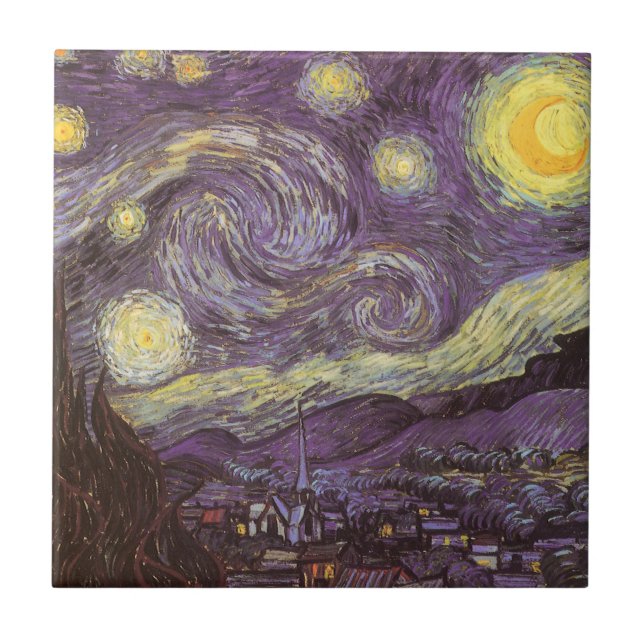 Azulejo Vincent van Gogh - Noche estrellada (Frente)