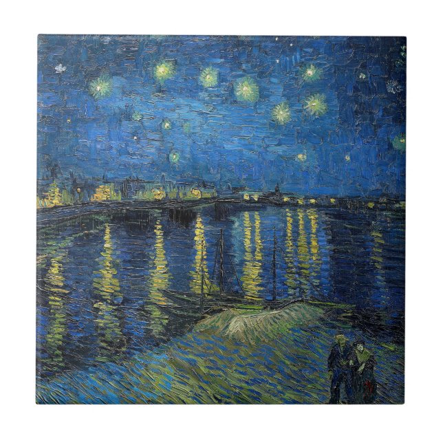 Azulejo Vincent van Gogh - Noche estrellada sobre el Ródan (Frente)