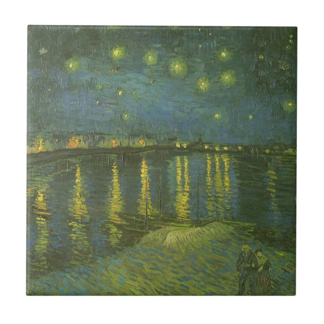 Azulejo Vincent van Gogh - Noche estrellada sobre el Ródan (Frente)