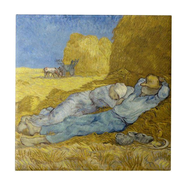 Azulejo Vincent Van Gogh - Noon, Descanse del trabajo / Si (Frente)