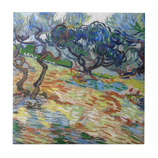 Azulejo Vincent van Gogh - Olivos: Cielo azul brillante (Frente)
